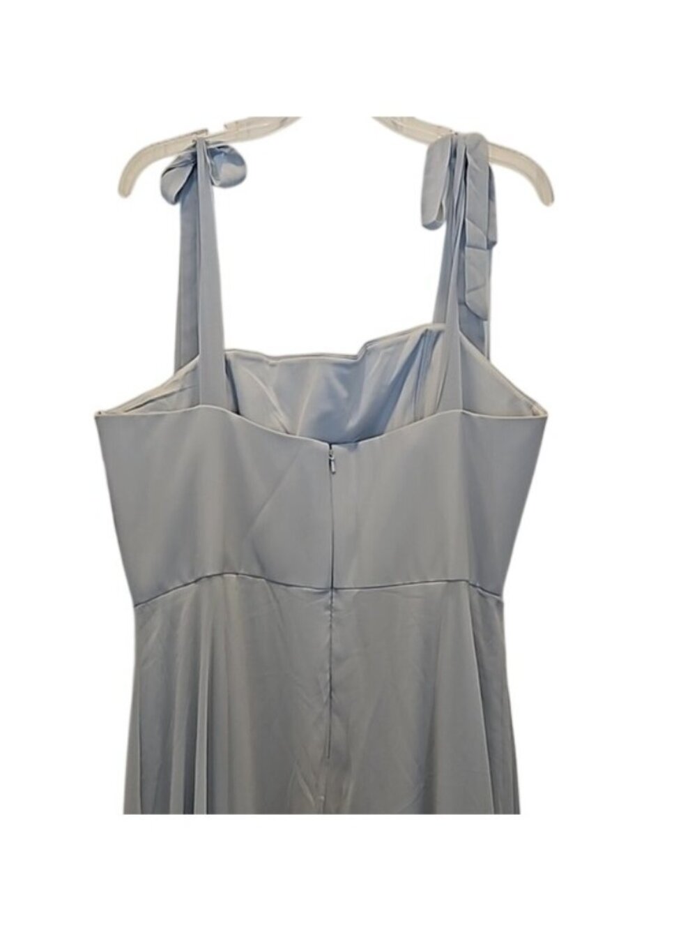 Dessy Collection Bow Shoulder Chiffon Maxi Dress Size 18 New Mist Blue Women's - Picture 8 of 11